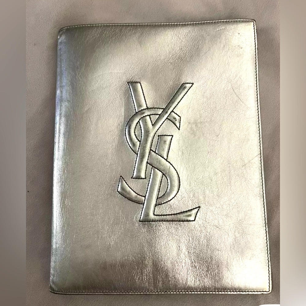 YSL Silver Leather Portfolio